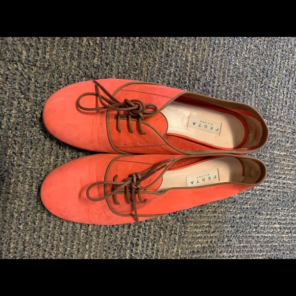 Festa Milano size 40 lace up suede/ver cuoio shoe made in Italy - Picture 2 of 5